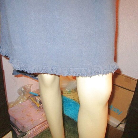 Umgee MIX MEDIA Linen Blend Size L DRESS Pocket FRINGE High Low FLOWY Beach BOHO - Picture 5 of 11